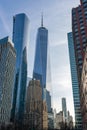 One World Trade Center among Skyscrapers in Lower Manhattan of New York City Royalty Free Stock Photo