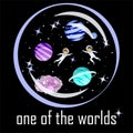One of the worlds with people in the sphere on a black background
