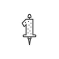 One year birthday candle line icon