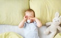 One year old baby in the bed Royalty Free Stock Photo