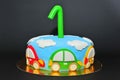 One year old birhtday celebration cake Royalty Free Stock Photo