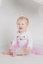 One Year Old Birthday Portraits Crying Royalty Free Stock Photo