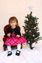 One year old Christmas toddler girl Royalty Free Stock Photo