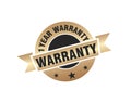 One year warranty label. 1 year warranty metal band sign Royalty Free Stock Photo