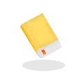One yellow closed book with bookmark on white background, vector illustration