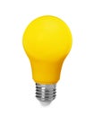 One yellow light bulb isolated on white Royalty Free Stock Photo