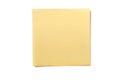 One yellow square sticky post note isolated on white