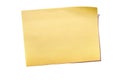 One yellow sticky post note isolated on white Royalty Free Stock Photo