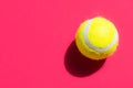 One yellow tennis ball on fuchsia pink background in bright sunlight sports active lifestyle competition victory concentration Royalty Free Stock Photo