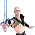 One young bald warrior in the Roman light armor. Barbaric