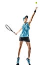 Tennis woman isolated silhouette Royalty Free Stock Photo