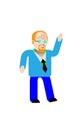 One young cute happy smile fun redhead white man hipster with good beard in glasses just and show up like it. Vector modern style