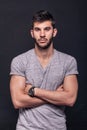 One young handsome man, arms crossed, Royalty Free Stock Photo