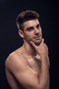 One young man, head shoulders handsome shirtless Royalty Free Stock Photo