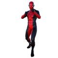 One young man with muscles in a super suit. Ready for a fistfight Royalty Free Stock Photo