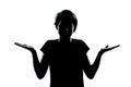 One young teenager boy or girl silhouette ignorant hesitation sh Royalty Free Stock Photo