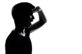 One young teenager looking foward silhouette Royalty Free Stock Photo