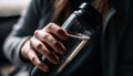 One young woman holding glass of purified water generative AI