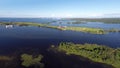 Onega lake and Kizhi island in Karelia - aerial view Royalty Free Stock Photo