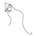 Oneline continious cat illustration icon logo on white transparent background