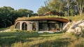 This oneofakind earthsheltered residence boasts stunning architectural features including a living roof and advanced