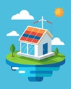 A oneofakind selfsufficient floating house featuring a unique solarpowered desalination system that provides clean Royalty Free Stock Photo