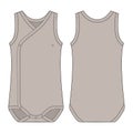Onesie with a crossover neckline. Grey color. Baby sleeveless body wear mockup