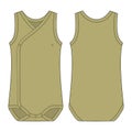 Onesie with a crossover neckline. Khaki green color. Baby sleeveless body wear mockup