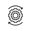 Black line icon for Ongoing, proceeding and continuing
