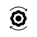 Black solid icon for Ongoing, proceeding and continuing