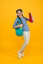 Ongoing lifelong education. Feel the impact. Regular school day. Stylish schoolgirl. Girl carry backpack. Schoolgirl Royalty Free Stock Photo