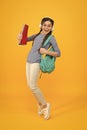 Ongoing lifelong education. Feel the impact. Regular school day. Stylish schoolgirl. Girl carry backpack. Schoolgirl Royalty Free Stock Photo