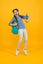 Ongoing lifelong education. Knowledge day. Influence concept. Feel the impact. Regular school day. Stylish schoolgirl Royalty Free Stock Photo