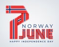 7 June, Norway Independence Day congratulatory design with Norwegian flag colors. Vector illustration Royalty Free Stock Photo