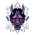 Oni Hannya mask with Sacred Geometry Pattren Royalty Free Stock Photo