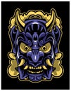 Japanese oni mask blue culture illustration