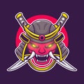 Oni Mask With Sword Cartoon Vector Icon Illustration. Royalty Free Stock Photo