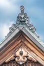 Onigawara (goblin mask tile) and Gegyo of Kanchi-in Shingon Buddhist temple located in Kyoto, Japan