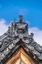 Onigawara (Goblin Ogre tile) roof ridge ornament of Hojo(Abbot\'s quarters) of Kennin-ji Royalty Free Stock Photo