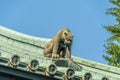 Onigawara (Ogre goblin tile) gargoyle style roof ornaments at Taiseidan main hall of Yushima Seido Temple.