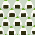 Onigiri with green tobiko roe. Seamless pattern.