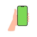 Human hand holding smartphone. Illustratio