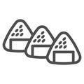 Onigiri Japanese sandwich line icon, asian food concept, musubi nigirimeshi rice ball vector sign on white background