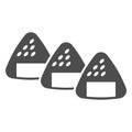 Onigiri Japanese sandwich solid icon, asian food concept, musubi nigirimeshi rice ball vector sign on white background