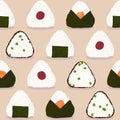 Onigiri pattern. Japanese dish. Rice ball types.