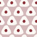 Onigiri with pickled plum. Seamless pattern. Royalty Free Stock Photo