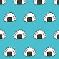 Onigiri seamless doodle pattern, vector illustration