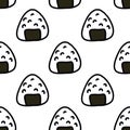 Onigiri seamless doodle pattern, vector illustration Royalty Free Stock Photo