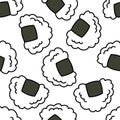 Onigiri seamless doodle pattern, vector illustration