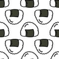 Onigiri seamless doodle pattern, vector illustration Royalty Free Stock Photo